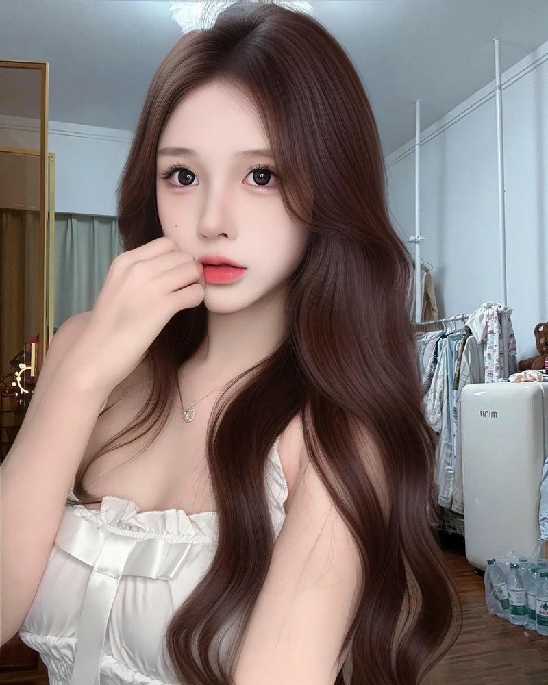 Hot girl trung quốc mặc áo dây họa tiết tôn da trắng