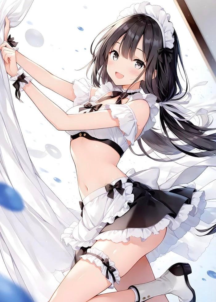 ảnh anime hầu gái tạo dáng gợi cảm đáng yêu