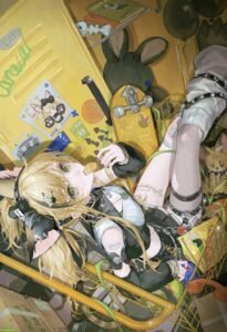 ảnh anime nữ cute nằm trong giỏ xe đẩy