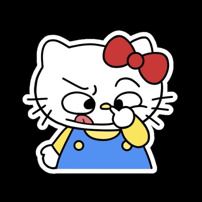 ảnh nhãn dán bựa mèo móc cứt mũi