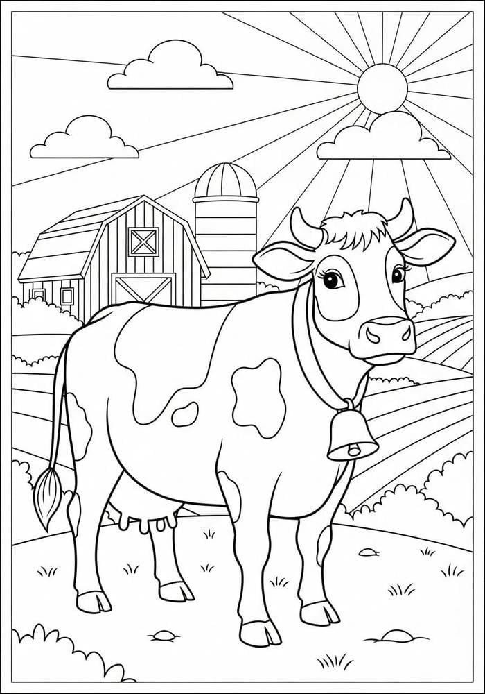 bức ảnh bò sữa dùng cho bài tập tô màu