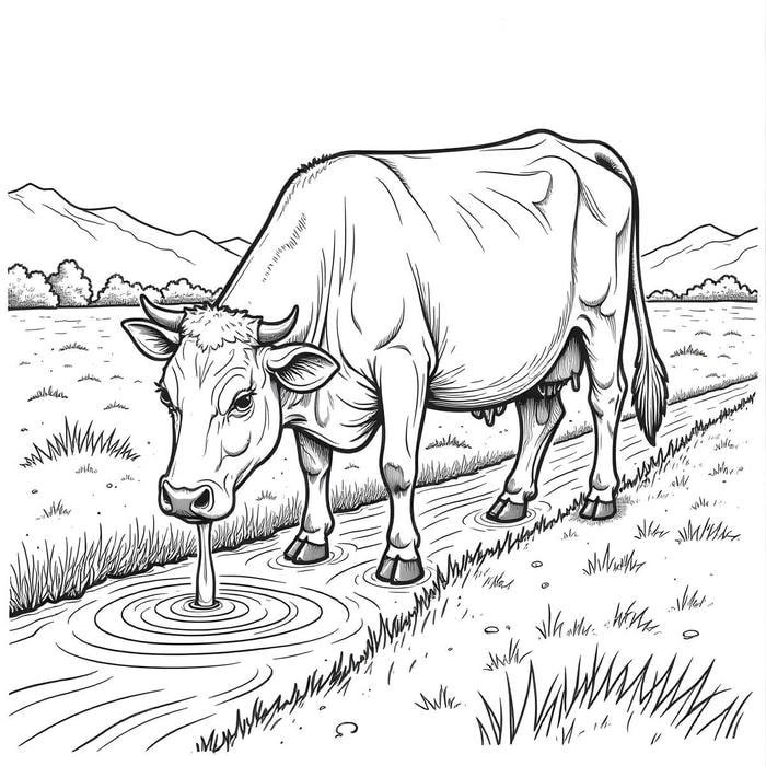 bức ảnh con bò cho bé thực hành tô màu tại nhà