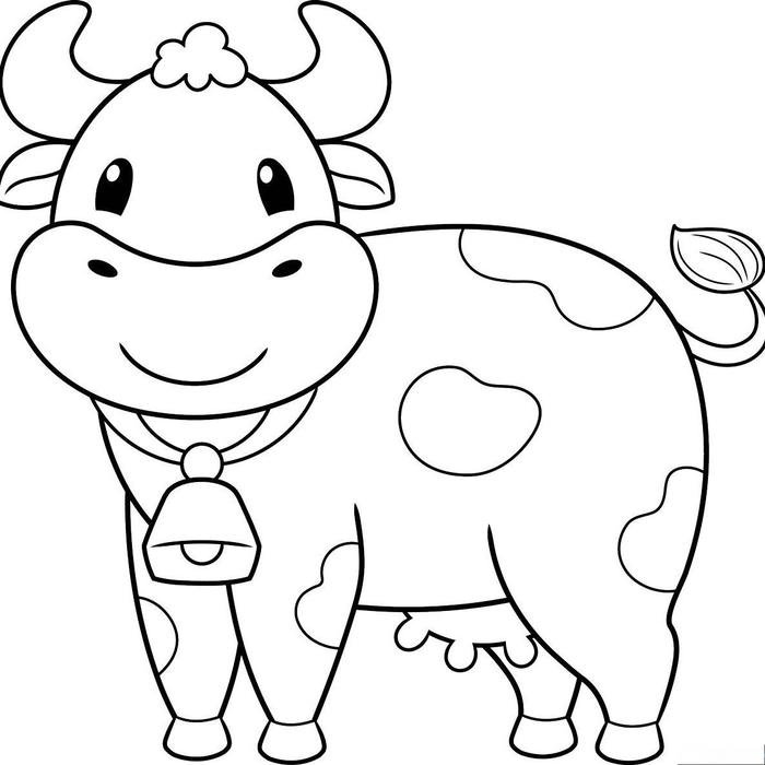 bức ảnh tô màu con bò cho bé thực hành tô từng mảng
