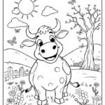 bức hình bò sữa dùng cho giờ luyện tô màu