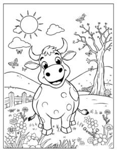 bức hình bò sữa dùng cho giờ luyện tô màu