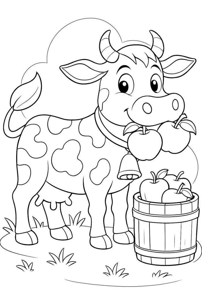bức hình con bò cho bé làm bài tập tô màu