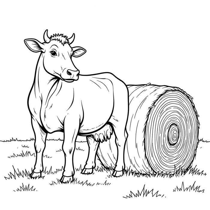 bức hình con bò với bố cục đơn giản dễ tô màu