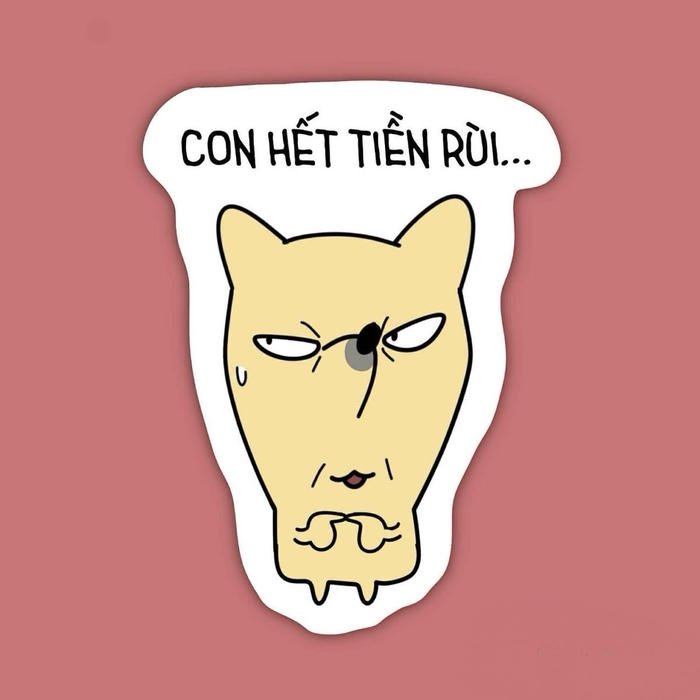 bức hình nhãn dán bựa chó vàng con hết tiền rồi