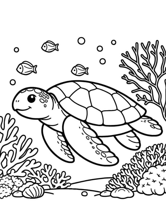 bức tranh con rùa để bé tập tô màu