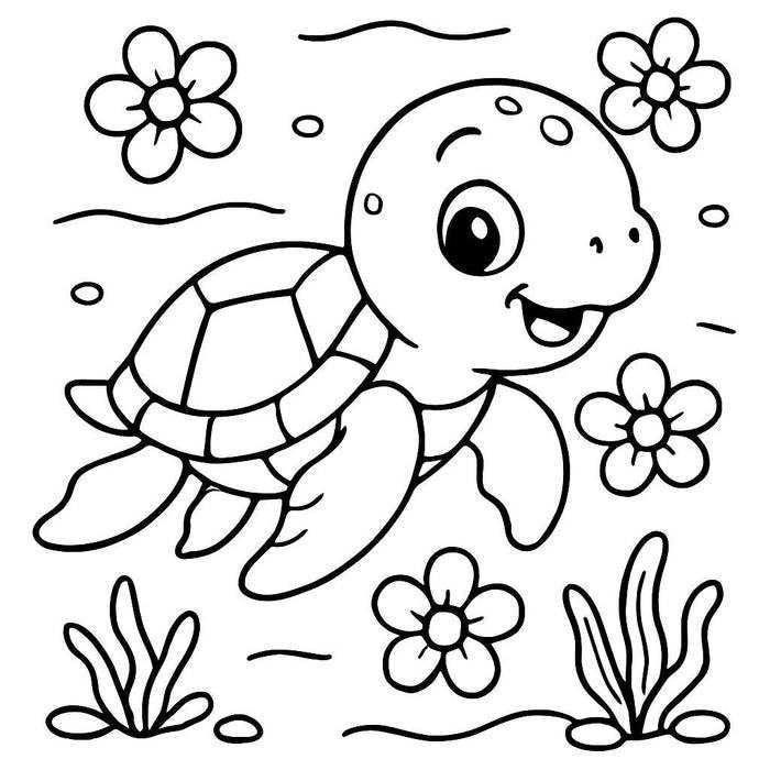bức tranh con rùa đơn giản cho bé mới tập tô