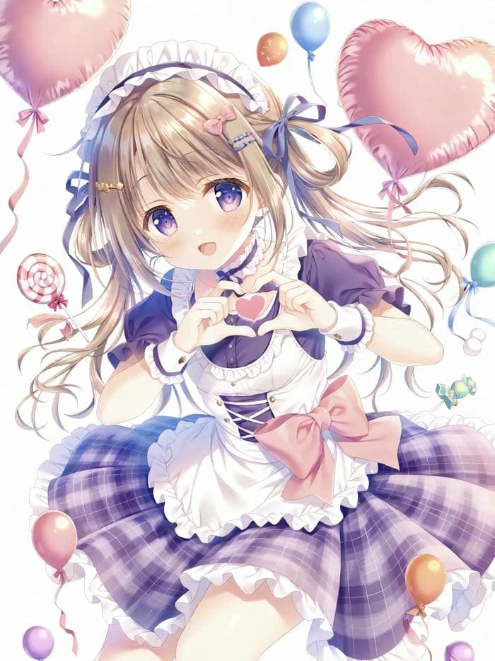 hình ảnh anime nữ cute làm hình trái tim