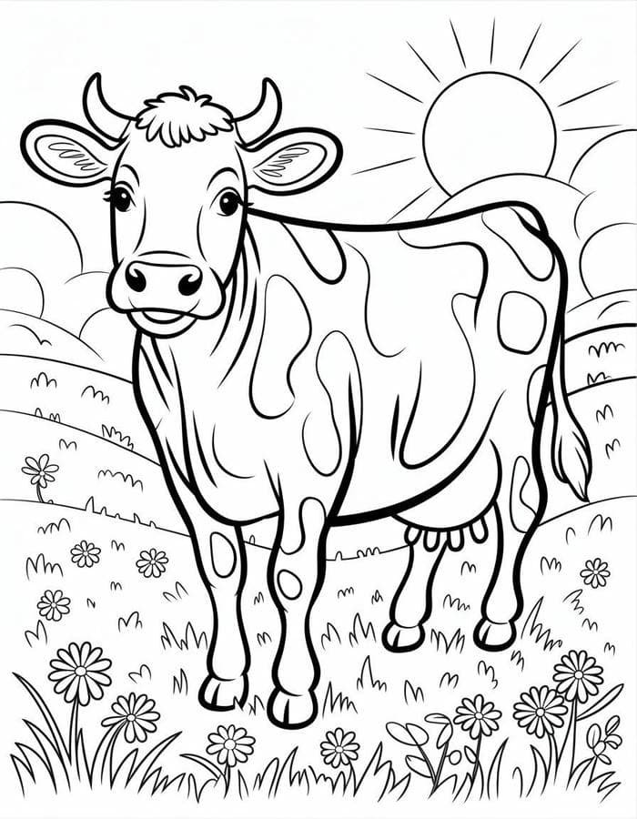 hình ảnh bò dùng cho bé học tô cơ bản