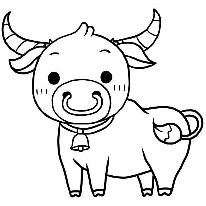 hình ảnh con bò cho bé làm quen hoạt động tô màu