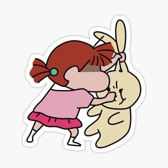 hình ảnh nhãn dán bựa nene đấm thỏ bông