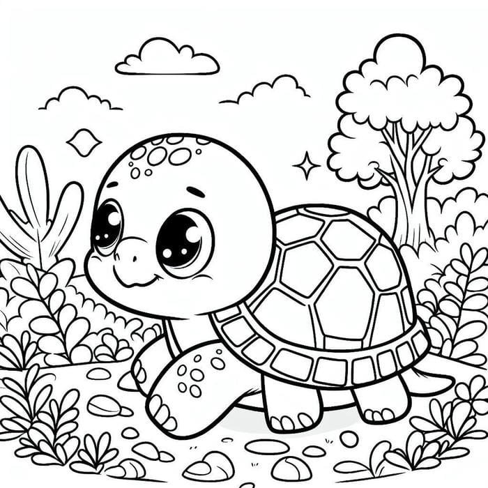 hình con rùa chưa tô màu dành cho trẻ nhỏ
