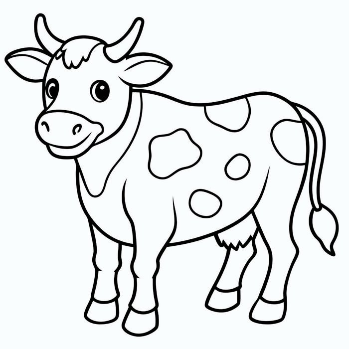 hình tô màu bò giúp bé rèn sự cẩn thận