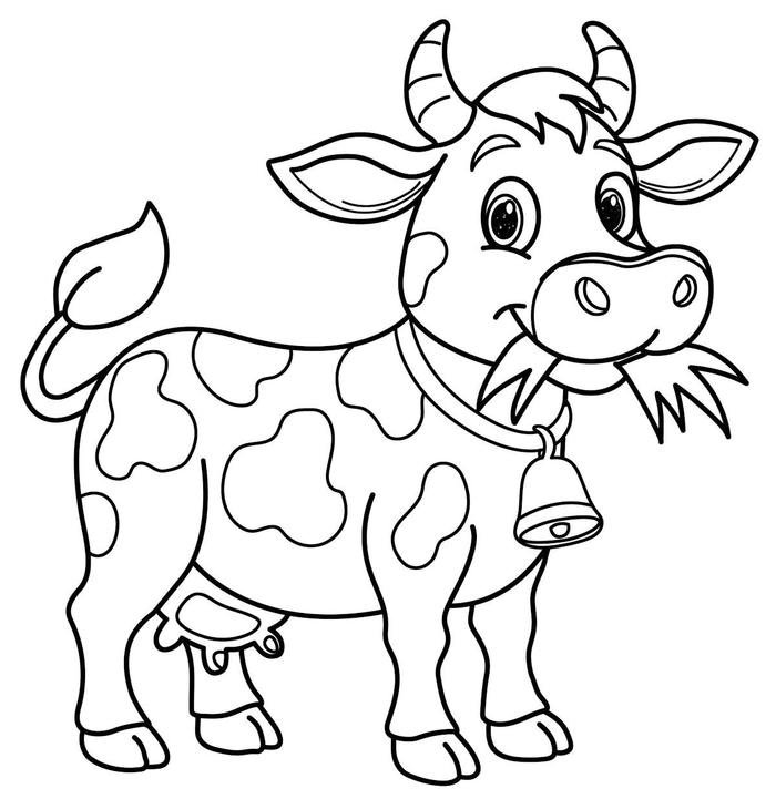 hình tô màu bò sữa cho bé luyện tay