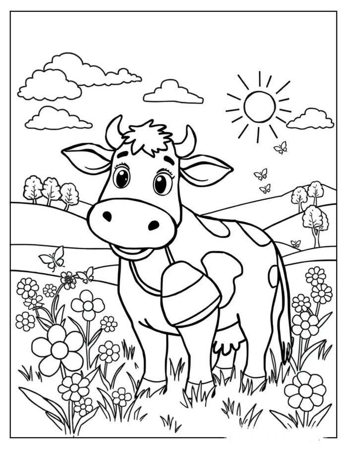 hình tô màu bò sữa cho hoạt động cá nhân