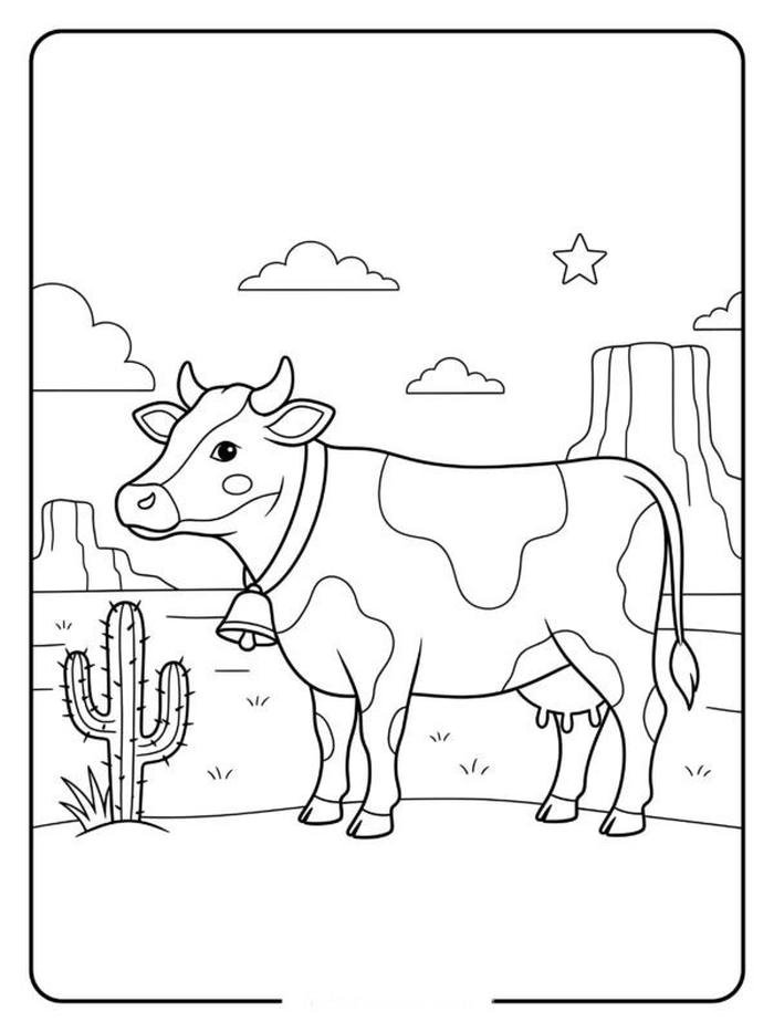 hình tô màu bò sữa theo chủ đề quen thuộc