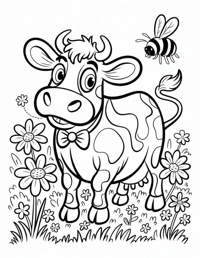 hình tô màu con bò cho bé rèn tính cẩn trọng