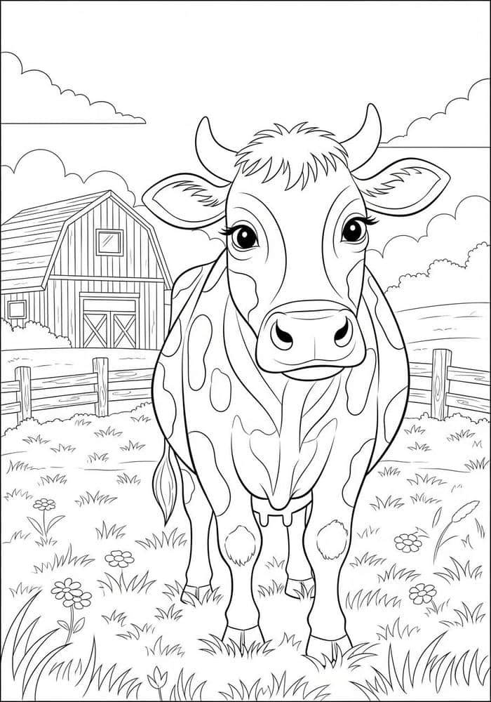 hình tô màu con bò giúp bé luyện sự kiên trì nhẹ