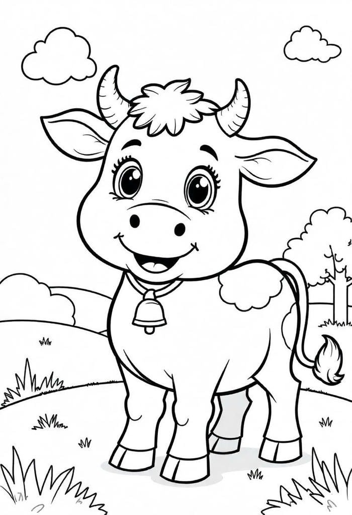 hình tô màu con bò hỗ trợ bé phát triển kỹ năng