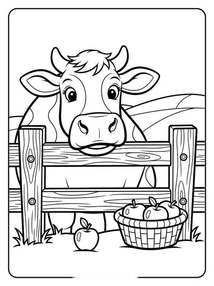 hình tô màu con bò sữa giúp bé học cách tô đều