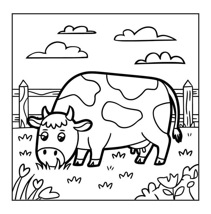 hình tô màu con bò thích hợp cho bé mới tập