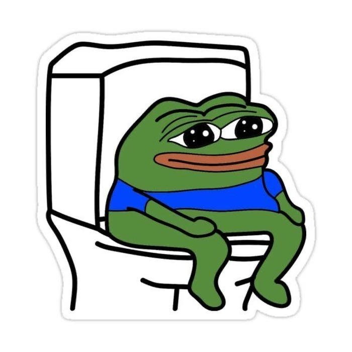 nhãn dán bựa ếch xanh ngồi nhà vệ sinh