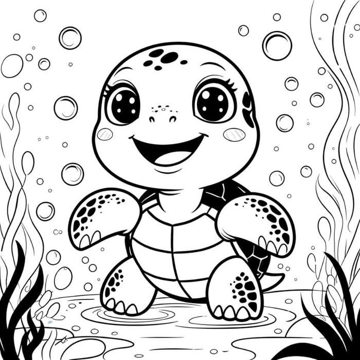 tranh tô màu con rùa dùng trong tài liệu học tập