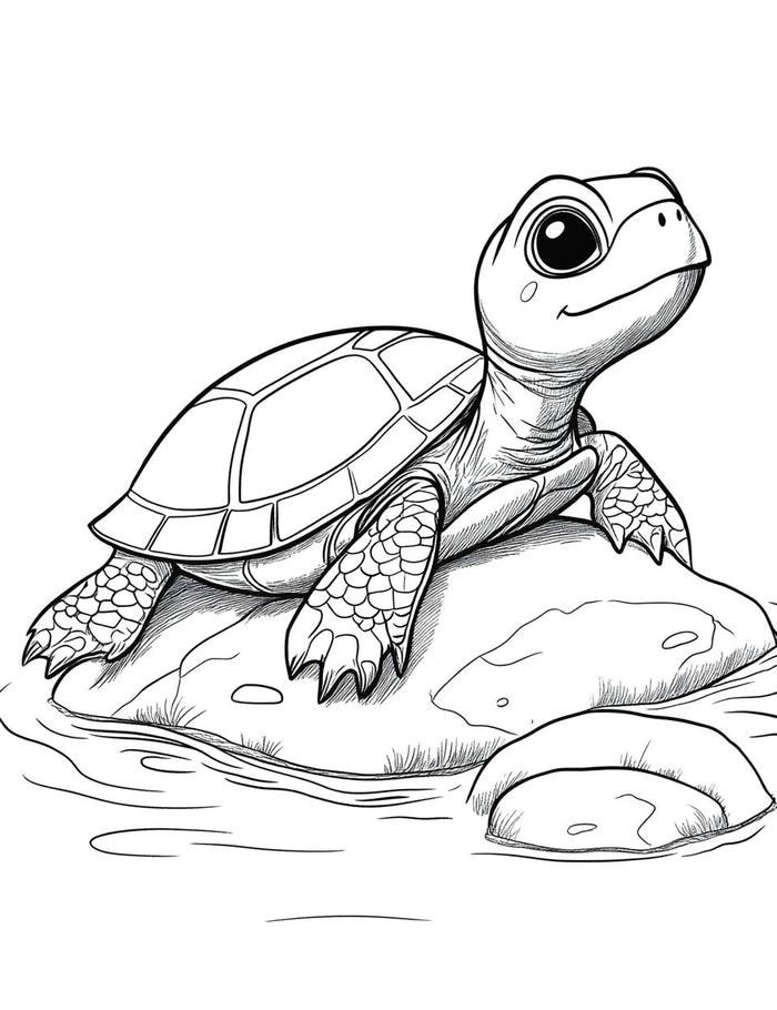 tranh tô màu con rùa với hình dáng quen thuộc