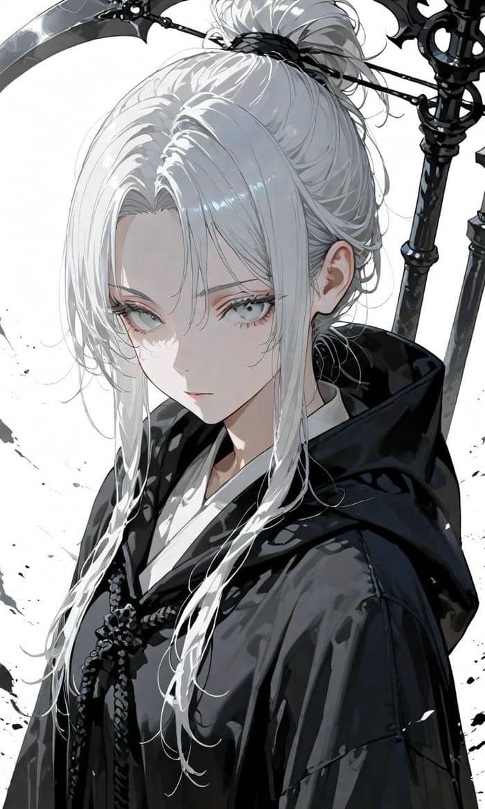 Ảnh anime girl tóc trắng gợi cảm giác xa cách tĩnh mịch