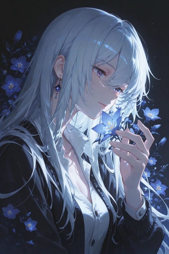 Ảnh anime girl tóc trắng phong cách nhân vật giả tưởng cá tính