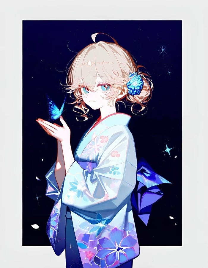 Ảnh anime nữ mặc kimono mang vẻ đẹp truyền thống tinh tế