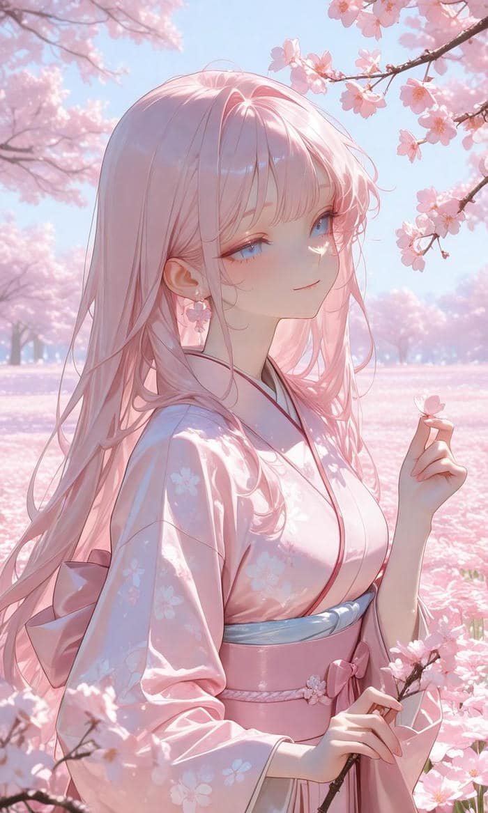 Ảnh anime nữ tóc hồng tạo cảm giác ấm áp nhẹ nhàng