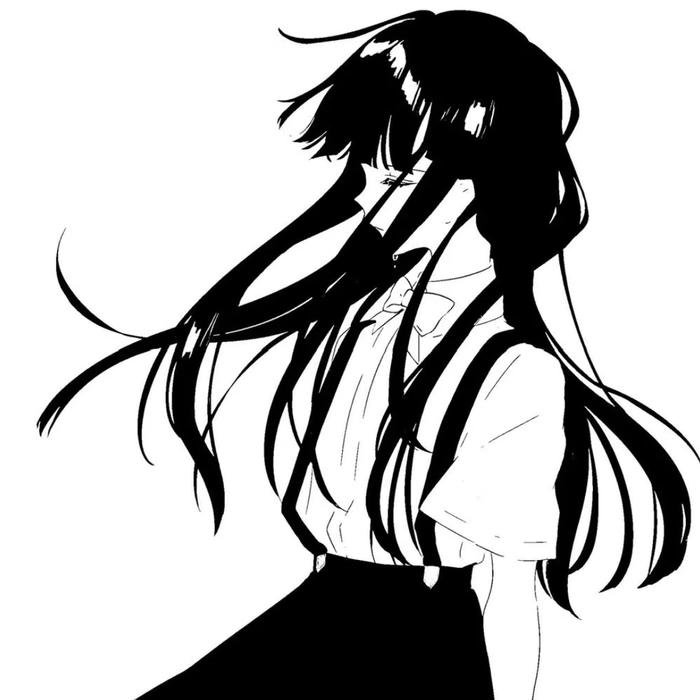 Ảnh anime nữ trắng đen phong cách nghệ thuật sâu