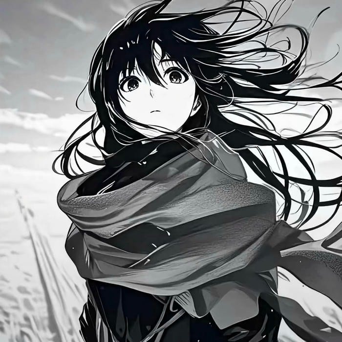 Ảnh anime nữ trắng đen thể hiện nét đẹp lặng lẽ