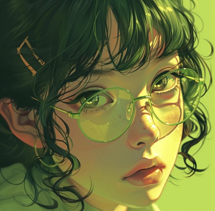 Ảnh anime xanh lá cây nghệ thuật