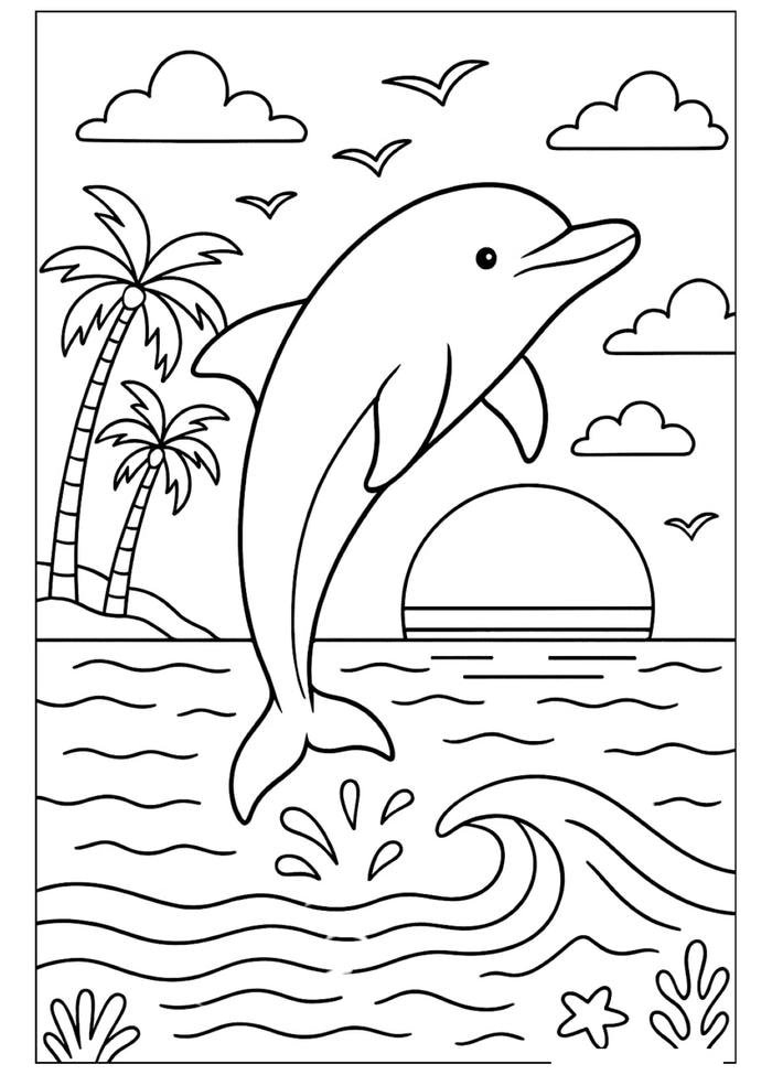 Ảnh bài thực hành tô màu con cá heo rèn tính kiên nhẫn