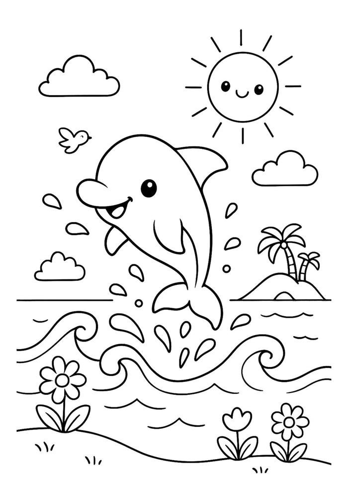 Ảnh bài tô màu con cá heo phát triển thói quen hoàn thành