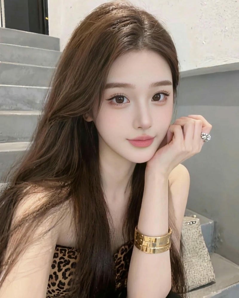 Ảnh gái xinh douyin tóc dài chống cằm nhìn xa xăm