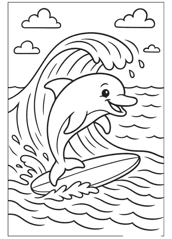 Ảnh hoạt động tô màu con cá heo tăng khả năng tập trung
