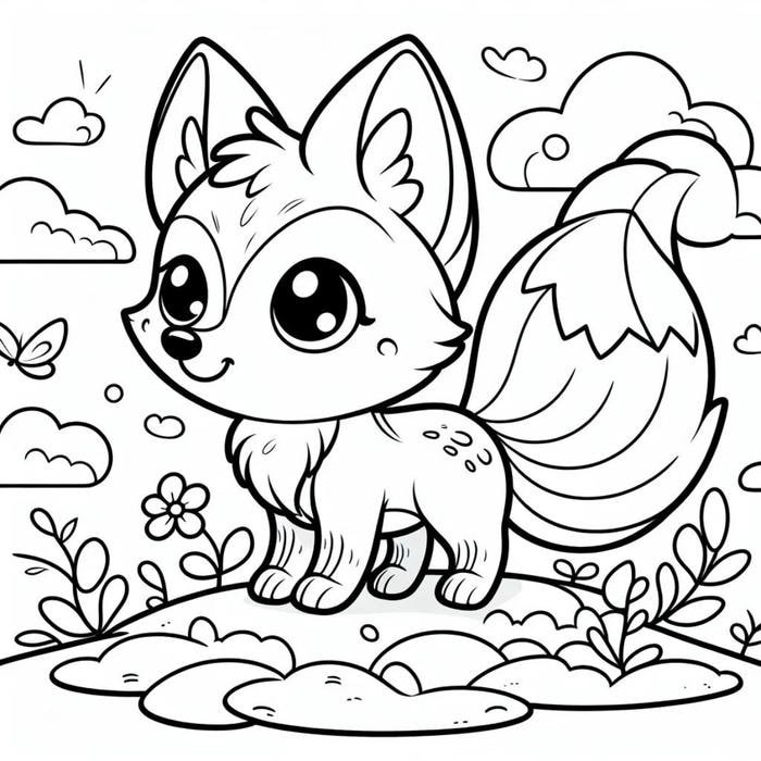 Ảnh hoạt động tô màu con cáo hỗ trợ quan sát hình khối