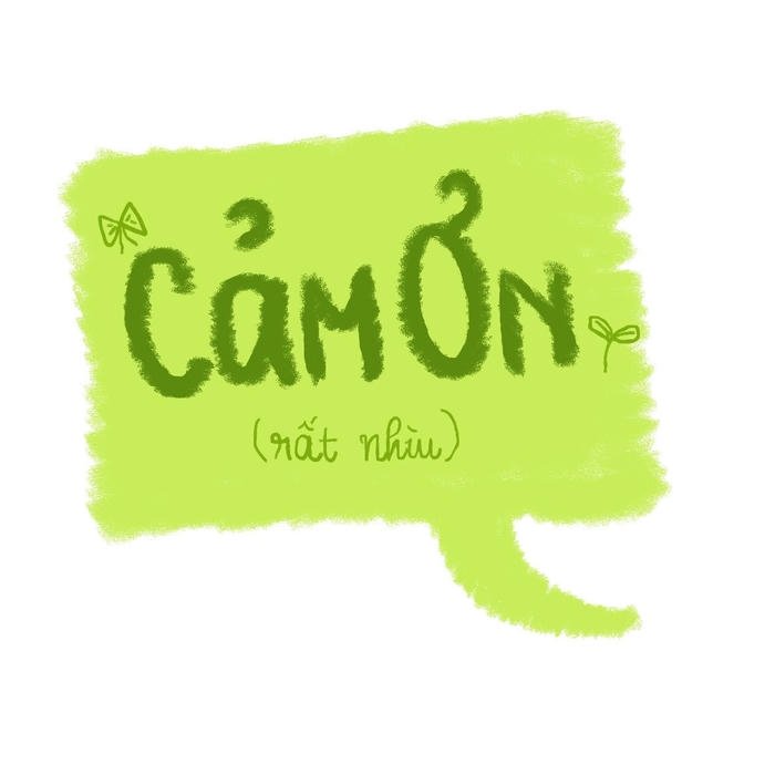 Ảnh sticker chữ câu nói thẳng cảm ơn