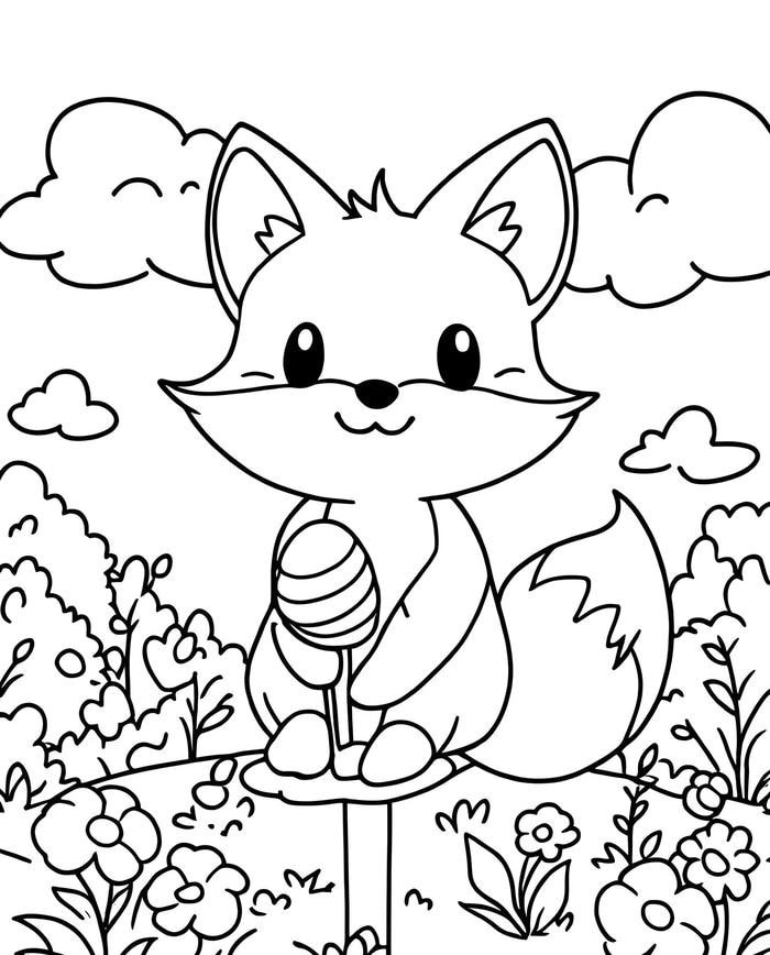 Ảnh tài liệu tô màu con cáo phục vụ giờ sinh hoạt