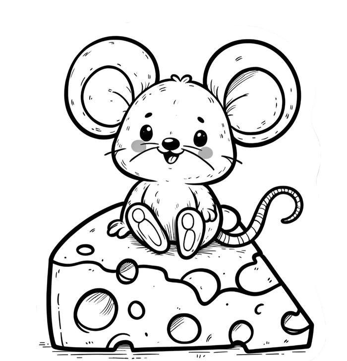 Ảnh tô màu con chuột dành cho bé làm quen nét bút