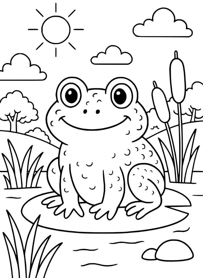 Ảnh tô màu con ếch cho hoạt động ngoài giờ