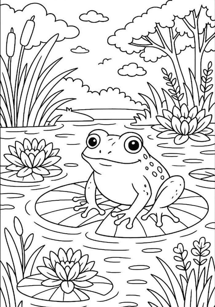 Ảnh tô màu con ếch phục vụ học tập tại nhà
