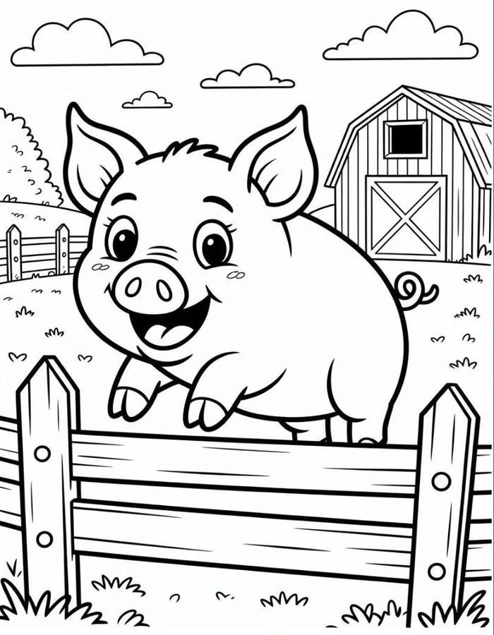 Ảnh tô màu con heo dành cho bé yêu động vật