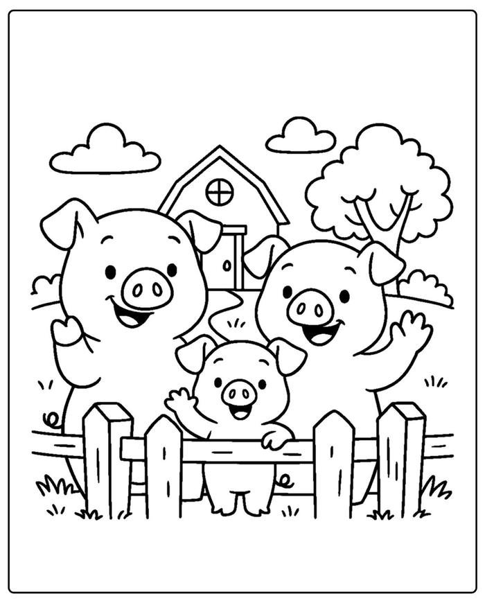 Ảnh tô màu con heo dành cho hoạt động sáng tạo tự do